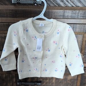 GAP Kids Cream Cardigan with Floral Accents